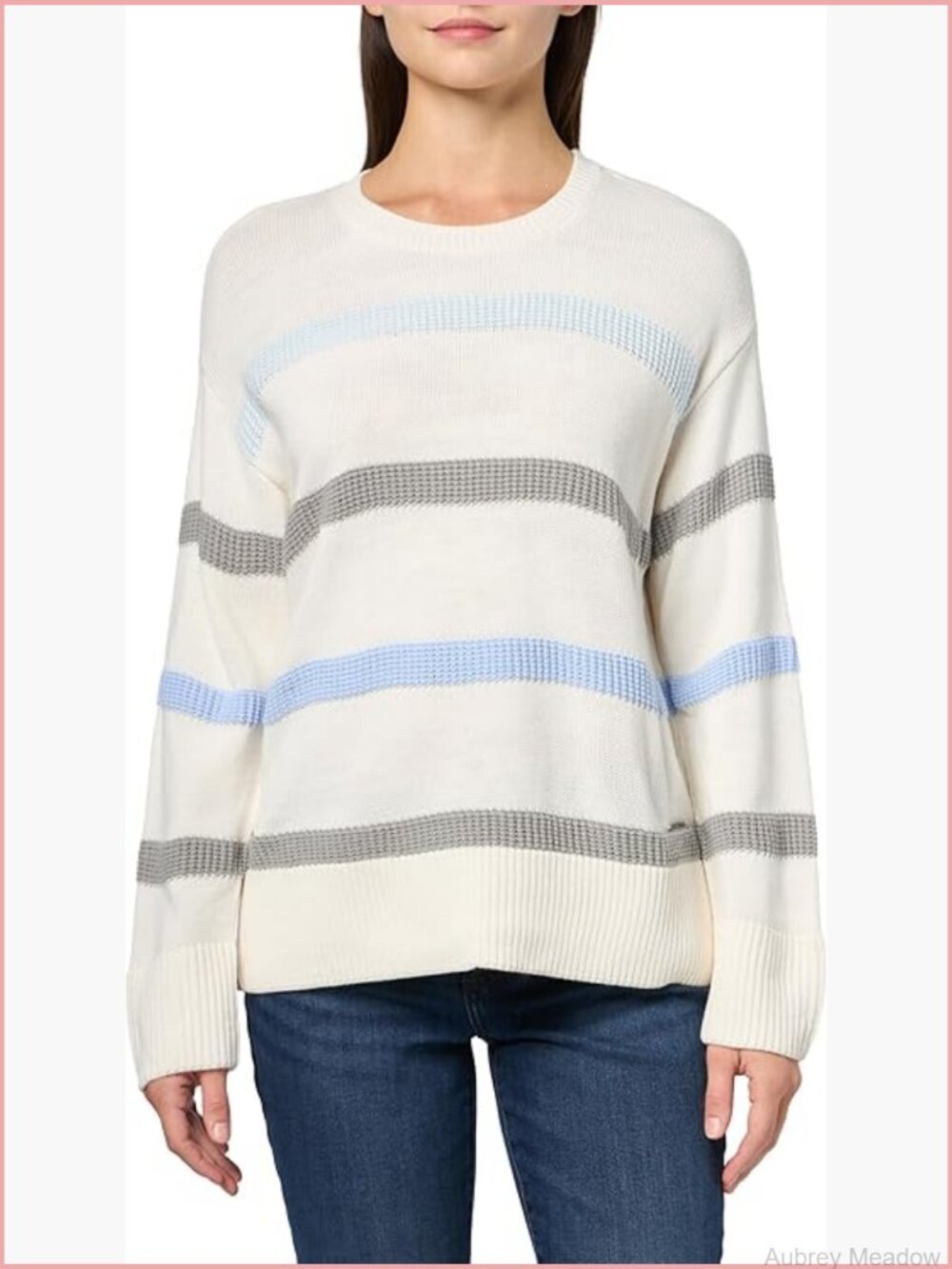 Long Sleeve Striped Sweater, Cozy Knit, Size L, Fall Layer